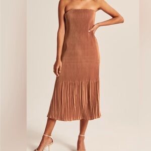 Abercrombie Giselle pleated midi dress persimmon XS NWOT